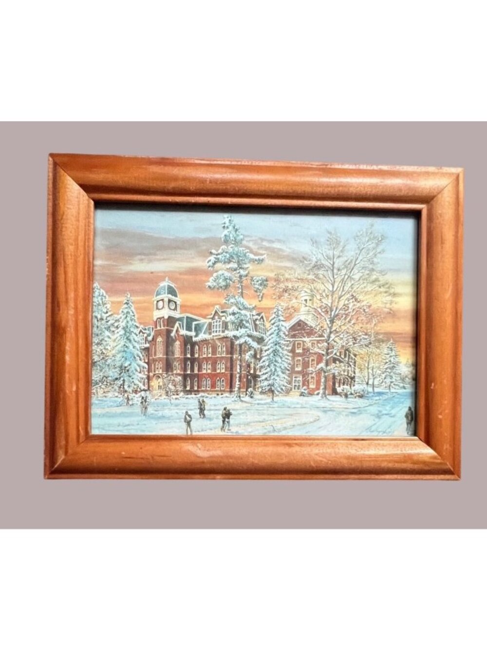 Framed Winter Scene Print With Wooden Frame 8x6 Inches